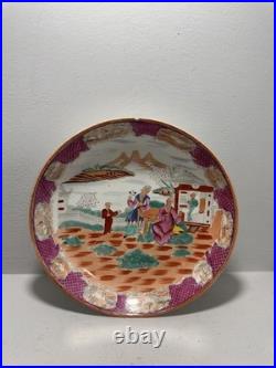 ANTIQUE PORCELAIN DISH circa early 1800 VERY RARE BOY AT WINDOW GEORGIAN