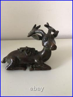 ANTIQUE RARE CHINESE BRONZE MODEL OF A SIKA DEER EARLY 20th CENTURY
