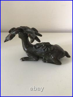ANTIQUE RARE CHINESE BRONZE MODEL OF A SIKA DEER EARLY 20th CENTURY