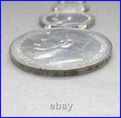 ANTIQUE RARE IMPERIAL RUSSIAN SOLID SILVER RUBLE COIN CHAIN FOB 42g 19.3CM 20thC