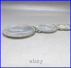 ANTIQUE RARE IMPERIAL RUSSIAN SOLID SILVER RUBLE COIN CHAIN FOB 42g 19.3CM 20thC