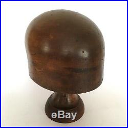 ANTIQUE Rare Millinery Wood Block Hat Stand Form Stamped 22.5 Early C20th
