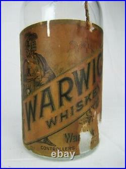 ANTIQUE WHISKEY BOTTLE rare WARWICK KENTUCKY full quart BOND STAMP early 1900's