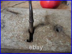 A Large Early Rare Oak Rim Lock And Key Primitive Castle