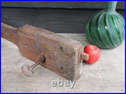 A Large Early Rare Oak Rim Lock And Key Primitive Castle