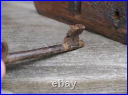 A Large Early Rare Oak Rim Lock And Key Primitive Castle