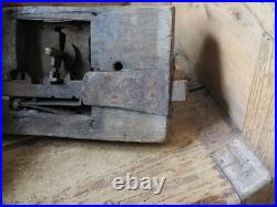 A Large Early Rare Oak Rim Lock And Key Primitive Castle