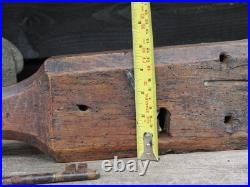 A Large Early Rare Oak Rim Lock And Key Primitive Castle
