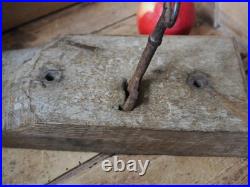A Large Early Rare Oak Rim Lock And Key Primitive Castle