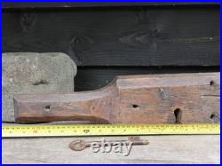A Large Early Rare Oak Rim Lock And Key Primitive Castle