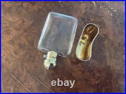 A RARE ANTIQUE GILDED GENTLEMAN'S WHISKEY HIP FLASK, EARLY 1900's