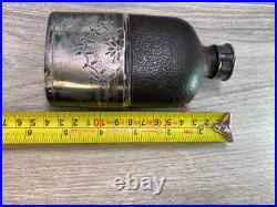 A RARE ANTIQUE QUALITY GENTLEMANS HIP FLASK, SILVER PLATE & GLASS EARLY 1900's