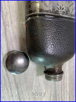 A RARE ANTIQUE QUALITY GENTLEMANS HIP FLASK, SILVER PLATE & GLASS EARLY 1900's