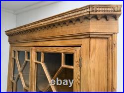 A Rare Early Georgian Antique Pine Astral Glazed Barrel Back 2 Piece Cabinet