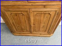 A Rare Early Georgian Antique Pine Astral Glazed Barrel Back 2 Piece Cabinet