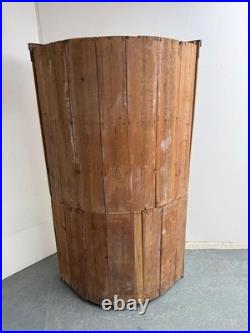 A Rare Early Georgian Antique Pine Astral Glazed Barrel Back 2 Piece Cabinet