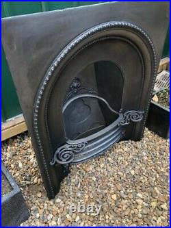 A Rare Early Victorian Antique Cast Iron Arch Insert Fireplace circa 1850