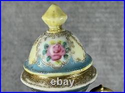 A Rare Very Early Antique Noritake Twin Handled Lidded Floral Pastel Vase c1902