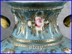 A Rare Very Early Antique Noritake Twin Handled Lidded Floral Pastel Vase c1902