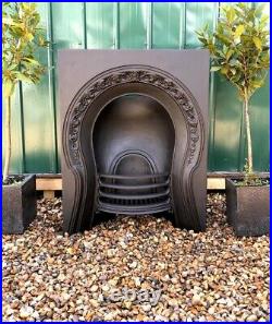 A Superb Rare Early Victorian Antique Cast Iron Arch Insert Fireplace circa 1890