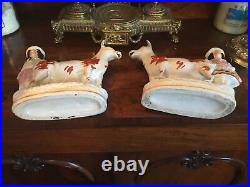 A Very Rare Pair Of Early Antique Staffordshire, Cow Spill Vases
