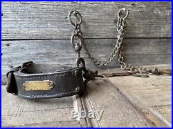 A rare early 19th century leather dog collar & chain Revenue Police, Kent A rare early 19th century leather dog collar & chain Revenue Police, Kent