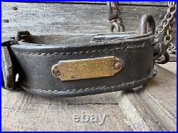 A rare early 19th century leather dog collar & chain Revenue Police, Kent A rare early 19th century leather dog collar & chain Revenue Police, Kent
