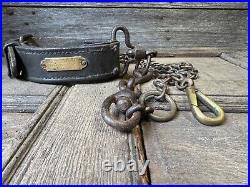 A rare early 19th century leather dog collar & chain Revenue Police, Kent A rare early 19th century leather dog collar & chain Revenue Police, Kent