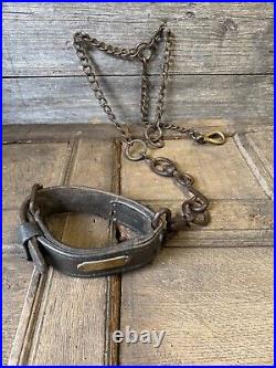 A rare early 19th century leather dog collar & chain Revenue Police, Kent A rare early 19th century leather dog collar & chain Revenue Police, Kent