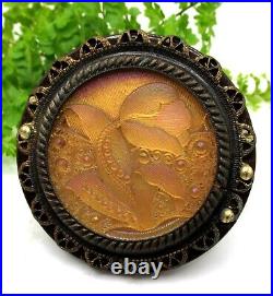 Amazing Large Rare Antique Lacy Glass Button Set In Early Bakelite A42