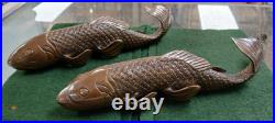An Unusual & Rare Pair of Early 20th Century Japanese Bronze Koi Carp 29 cm