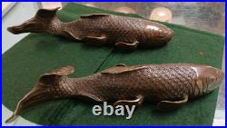 An Unusual & Rare Pair of Early 20th Century Japanese Bronze Koi Carp 29 cm