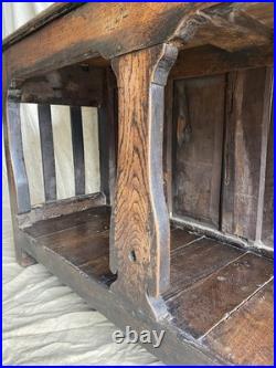 An antique early Georgian North Yorkshire oak dresser base with pot board