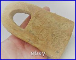 Ancient Near Eastern Clay Tablet With Early Form Of Writing & Worshipper Rare