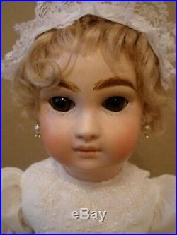 Antique 14 early Jumeau hand pressed, closed mouth doll, rare 8 ball body