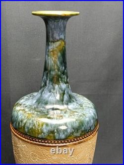 Antique 1884 Early Royal Doulton Slaters Stoneware Vase Rare Signed