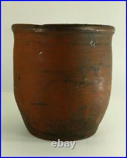 = Antique 18th C. Redware Jar Crock Early and RARE New England Pottery