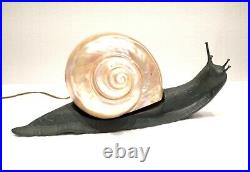 Antique 1930 Early Signed By Mars French Sea Shell Nautilus Snail Lamp Rare