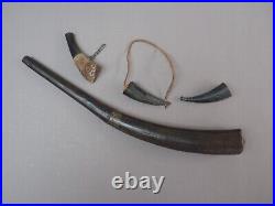 Antique 19th Century South African Shona Snuff Or Powder Horn & Other Horns Rare