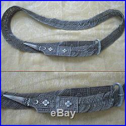 Antique Adjustable Woven Web Silver Belt Mughal India Rare Early 20thc