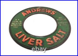 Antique Advertising Rare Andrews Liver Salt Tin Metal Mirror Sign c. 1920