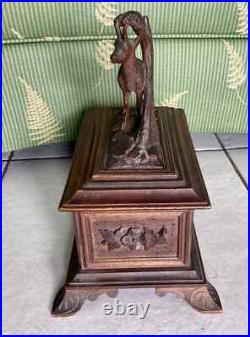 Antique Black Forest Jewelry Box with Mountain Sheep Signed Beautiful Rare Find