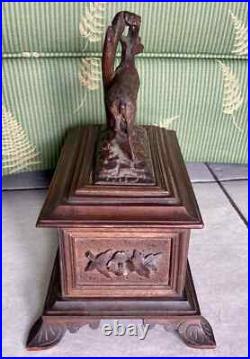 Antique Black Forest Jewelry Box with Mountain Sheep Signed Beautiful Rare Find