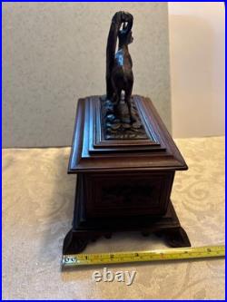 Antique Black Forest Jewelry Box with Mountain Sheep Signed Beautiful Rare Find