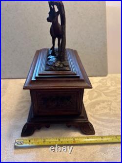 Antique Black Forest Jewelry Box with Mountain Sheep Signed Beautiful Rare Find