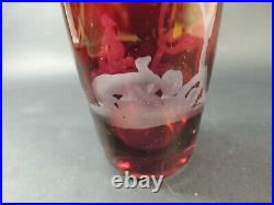 Antique Bohemian Ruby Red Engraved Glass-rare