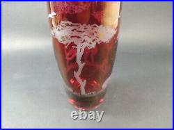 Antique Bohemian Ruby Red Engraved Glass-rare