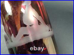 Antique Bohemian Ruby Red Engraved Glass-rare