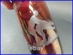 Antique Bohemian Ruby Red Engraved Glass-rare