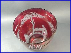 Antique Bohemian Ruby Red Engraved Glass-rare